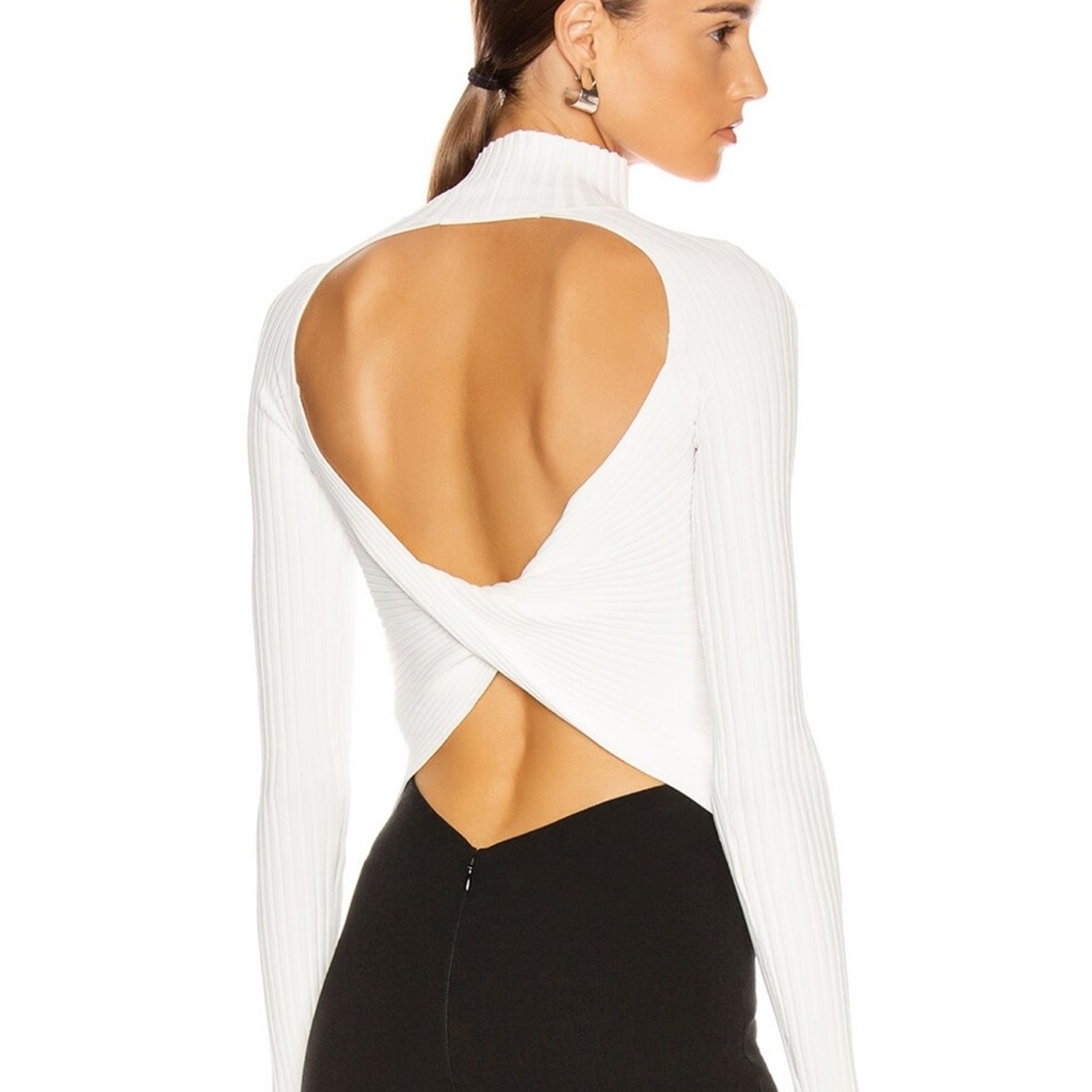 DION LEE Twist Back Long Sleeve Sweater